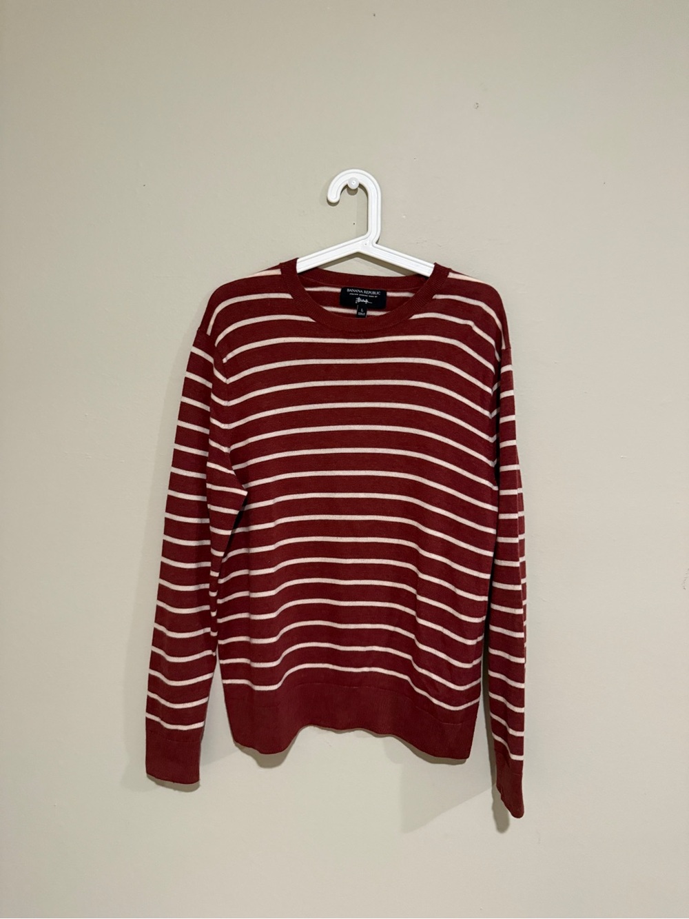 Banana Republic Women’s 100% Merino Wool Striped Crewneck Sweater